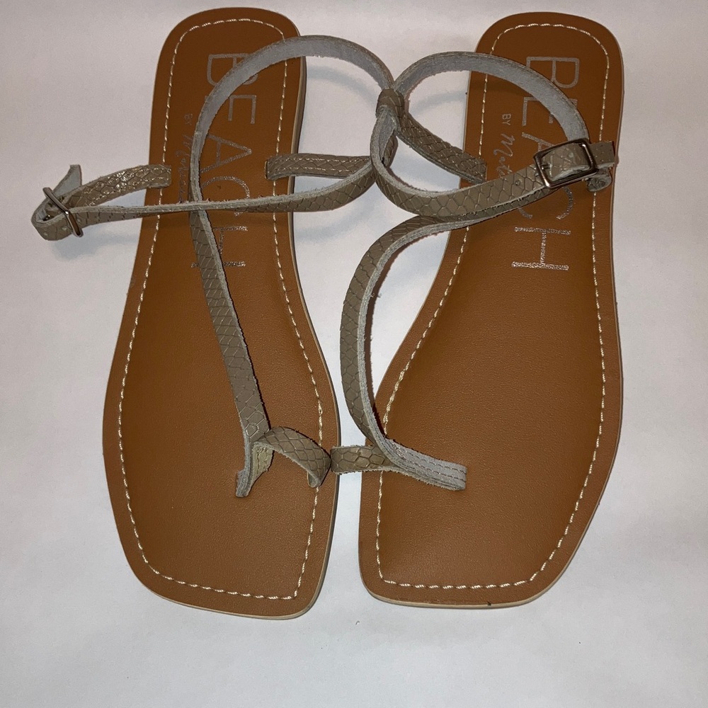 Beach by Matisse Gray and Tan Sandals